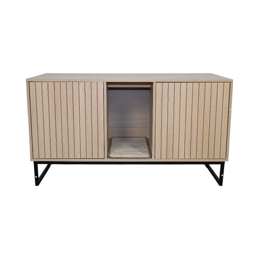 Purrfect Pet Kingdom Modern Wooden Cat House with Scratching Mat - 47.64' x 21.46 (Default) - Premium Cat Trees & Furniture