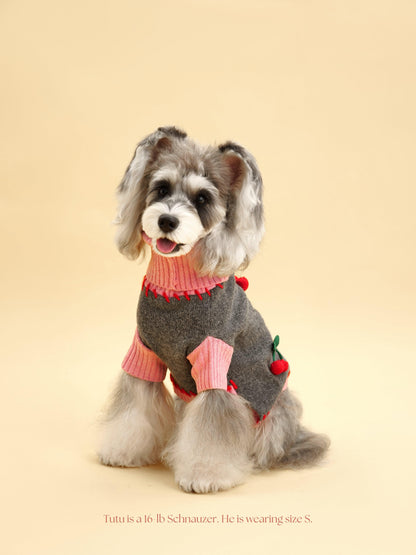 Dog Sweater Cherry Kiss Handmade Turtleneck 🧶