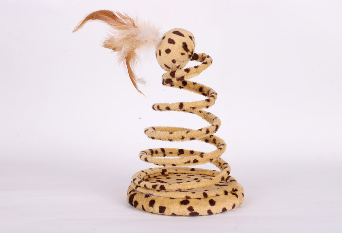 Missy Spring Snake Shape Toy With Feather & Ball