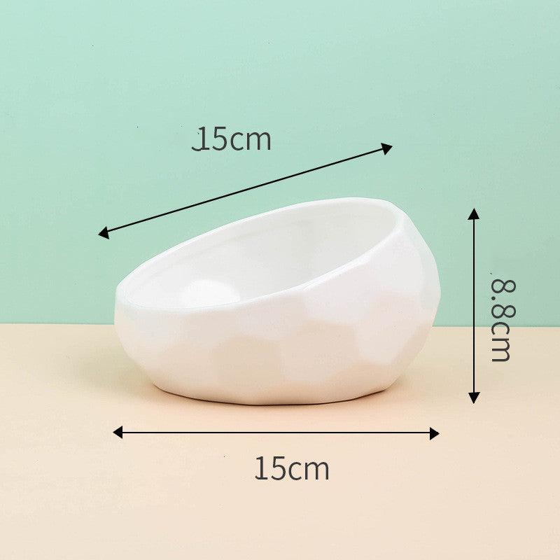 Oblique Mouth Ceramic Pet Bowl