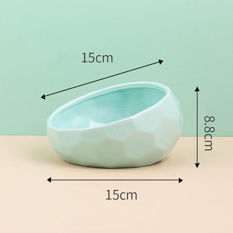 Oblique Mouth Ceramic Pet Bowl
