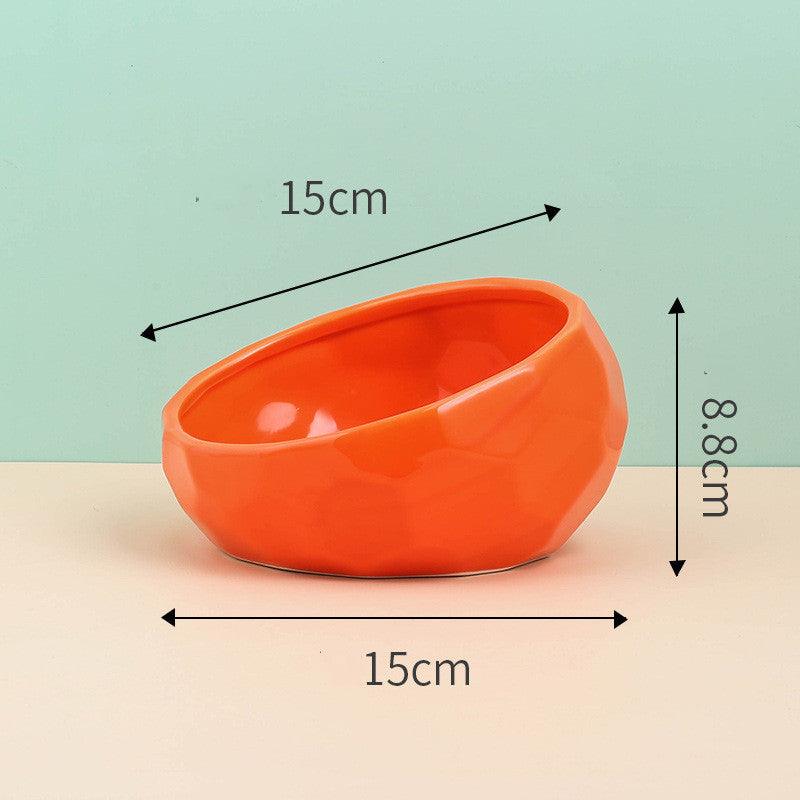 Oblique Mouth Ceramic Pet Bowl