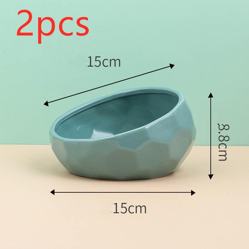 Oblique Mouth Ceramic Pet Bowl