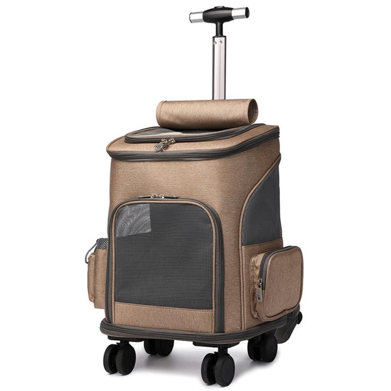 Pet Carrier-Portable Folding Trolley Backpack for Travel
