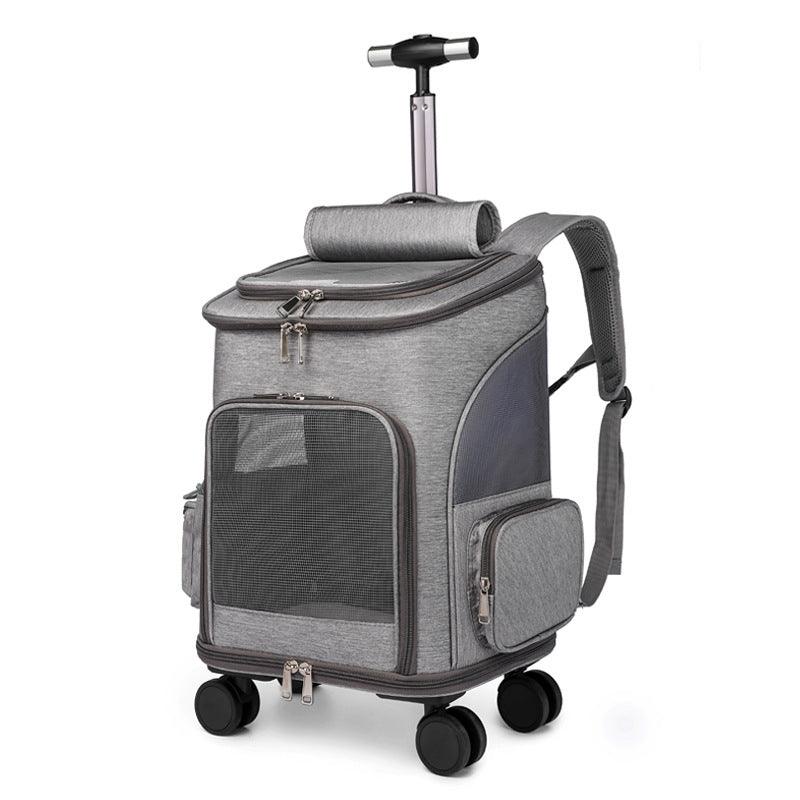 Pet Carrier-Portable Folding Trolley Backpack for Travel
