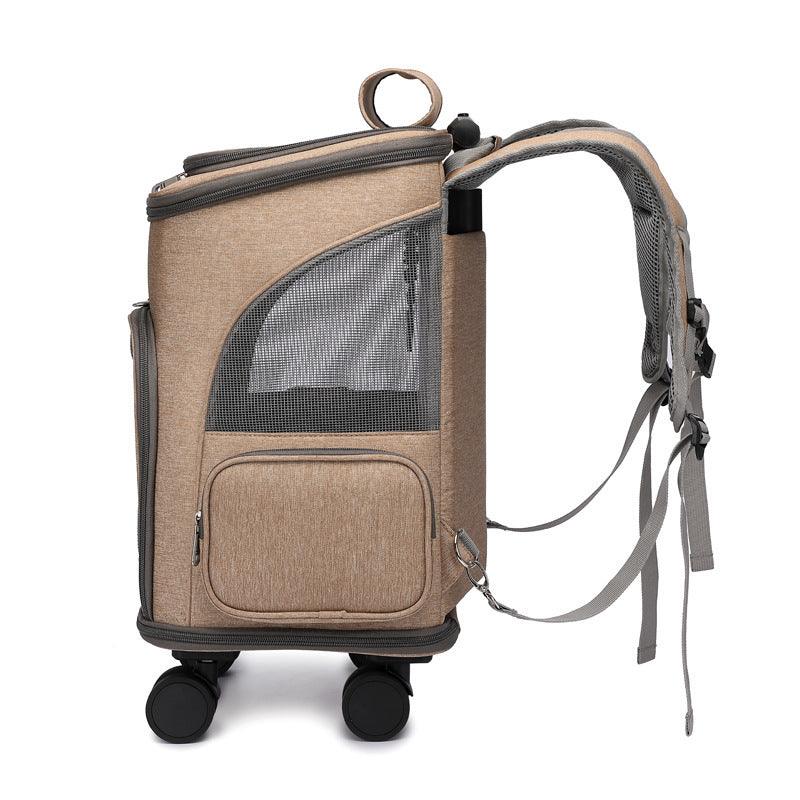 Pet Carrier-Portable Folding Trolley Backpack for Travel
