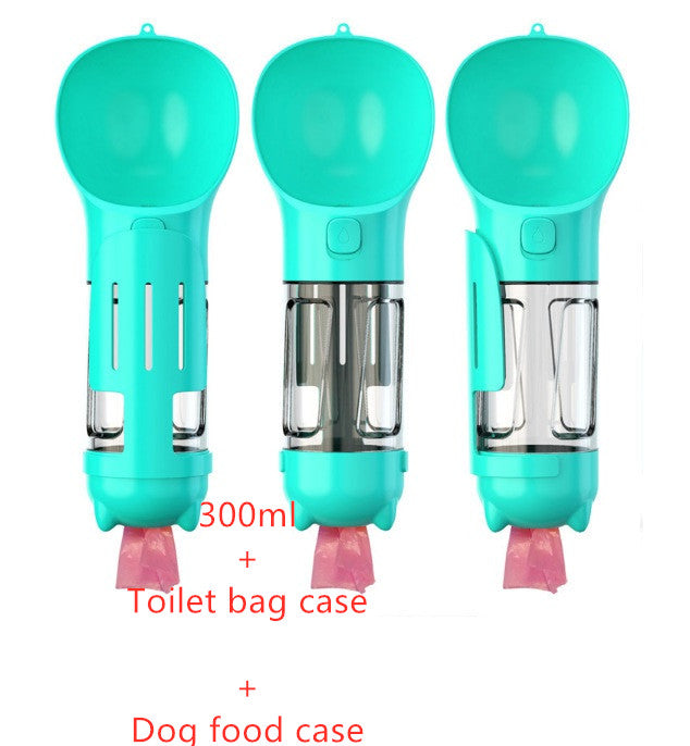 3-in-1 Dog Water Bottle - Portable Feeder & Poop Bag Holder
