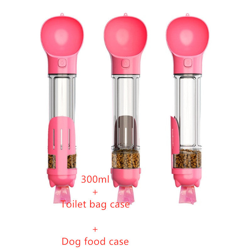 3-in-1 Dog Water Bottle - Portable Feeder & Poop Bag Holder