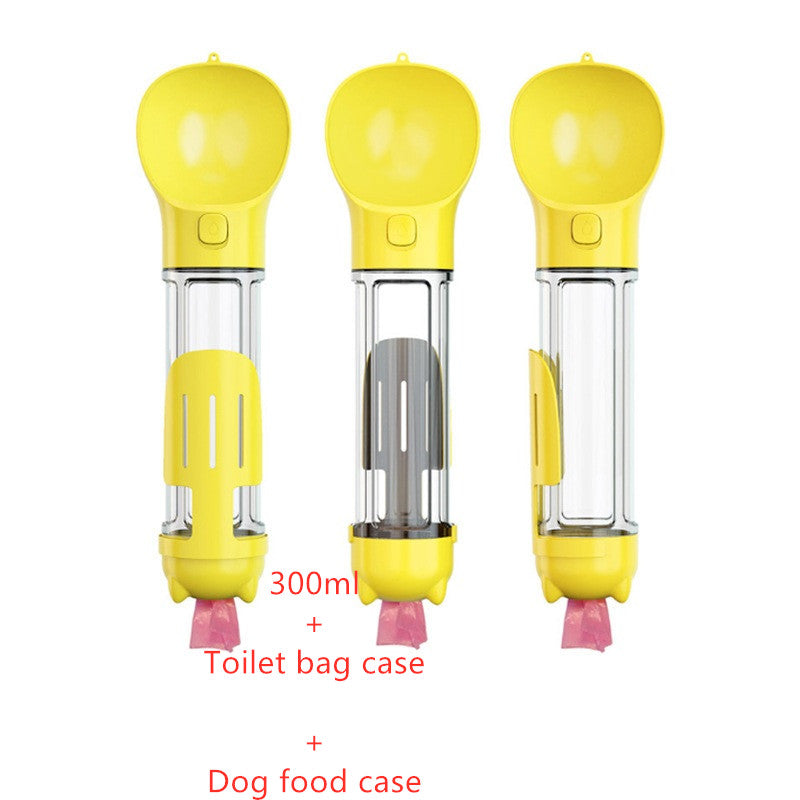 3-in-1 Dog Water Bottle - Portable Feeder & Poop Bag Holder