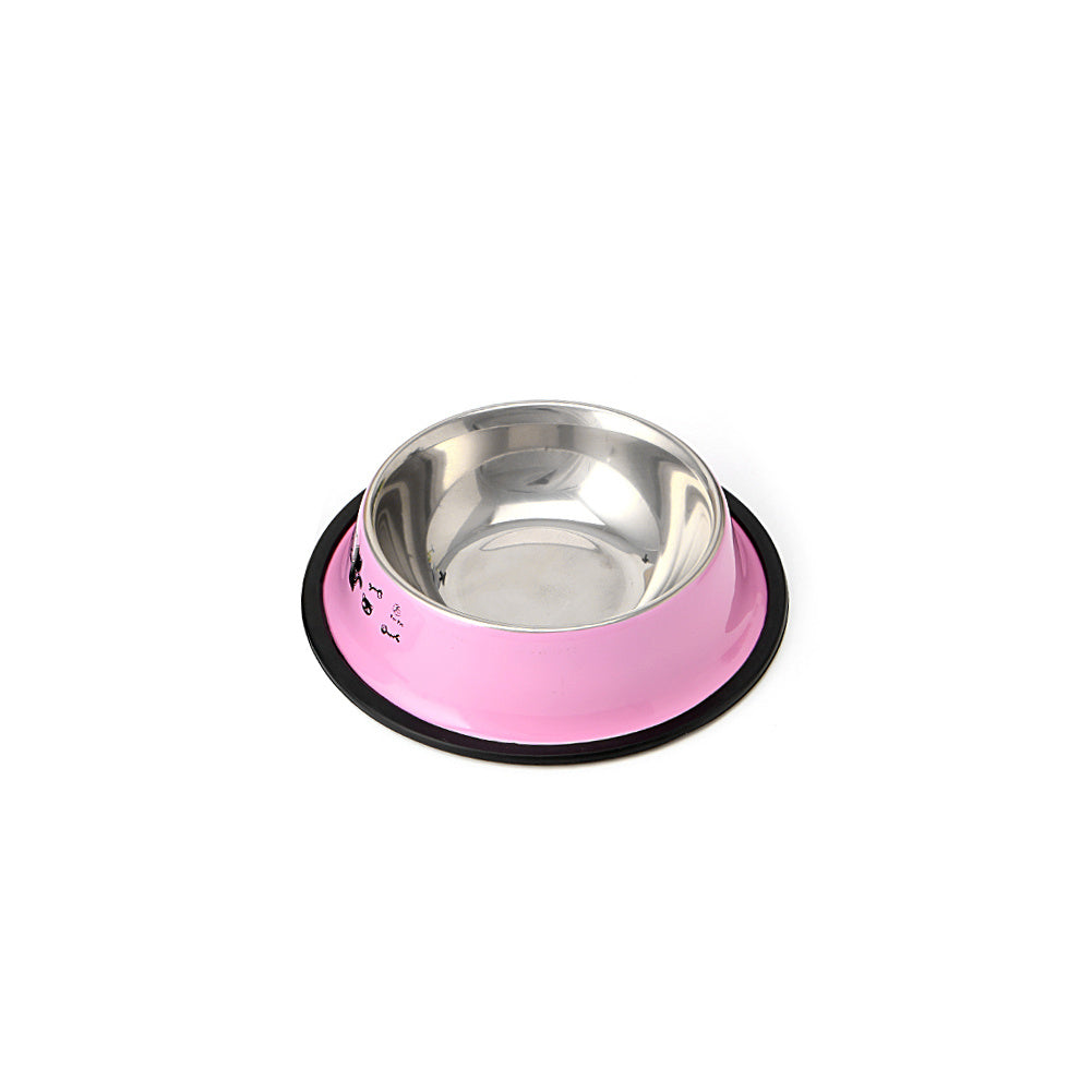 Stainless Steel Pet Dog Bowl Non-Slip Spray Paint Color Single Bowl Dog Food Bowl Cat And Dog Cartoon Printing at Purrfect Pet Kingdom