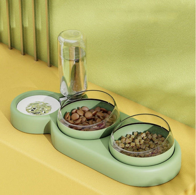 Automatic Pet Feeder and Water Fountain Set with Raised Stand