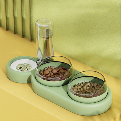 Automatic Pet Feeder and Water Fountain Set with Raised Stand