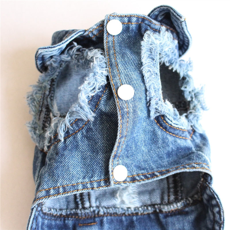 Pet Dog Cat Blue Denim Jeans Jacket Coat Vest - Purrfect Pet Kingdom