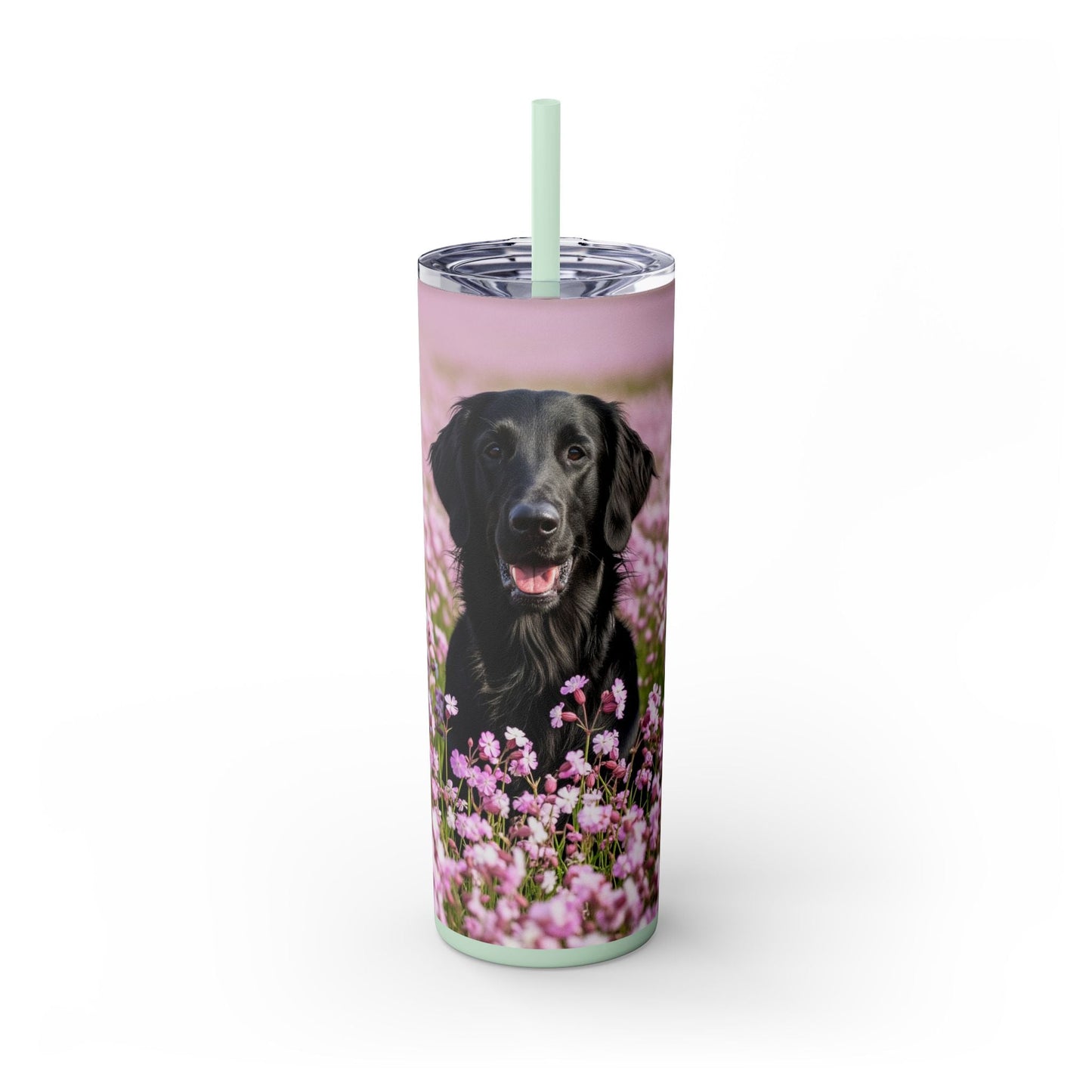 Flat Coated Retriever Skinny Tumbler with Straw, 20oz