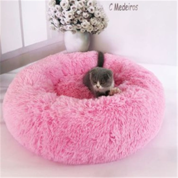 Plush Round Calming Cat Bed for Cozy Autumn and Winter Sleep