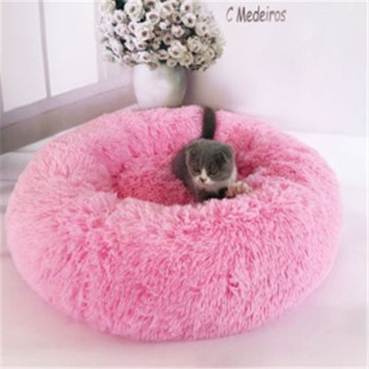 Plush Round Calming Cat Bed for Cozy Autumn and Winter Sleep