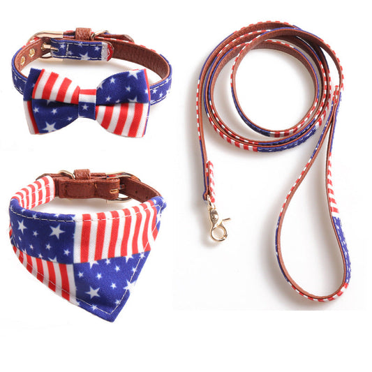 3-Piece Dog Collar Set – Patriotic Stars & Stripes Design