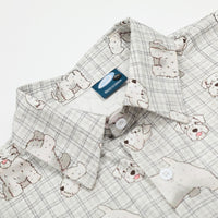 Digital Full Print Cartoon Dog Plaid Short Sleeve Shirt
