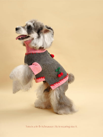 Dog Sweater Cherry Kiss Handmade Turtleneck 🧶