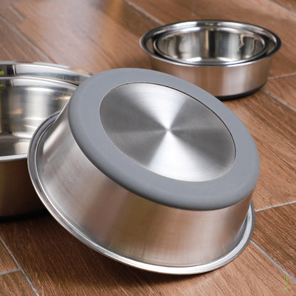 Silicone Pet Bowl Stainless Steel Dog Bowl Dog Food Bowl