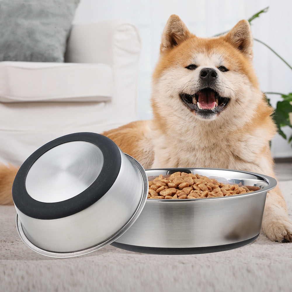 Silicone Pet Bowl Stainless Steel Dog Bowl Dog Food Bowl