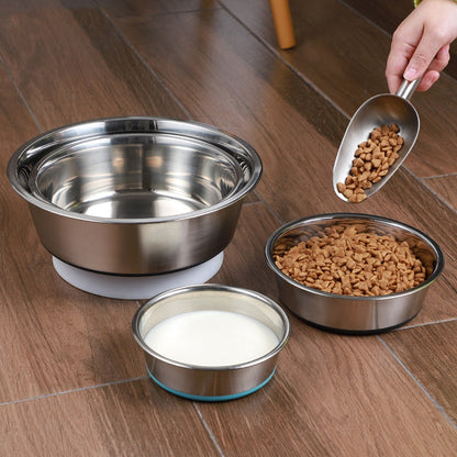 Silicone Pet Bowl Stainless Steel Dog Bowl Dog Food Bowl