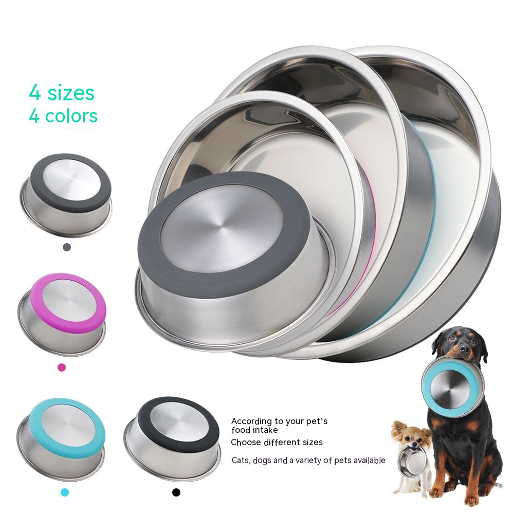 Silicone Pet Bowl Stainless Steel Dog Bowl Dog Food Bowl