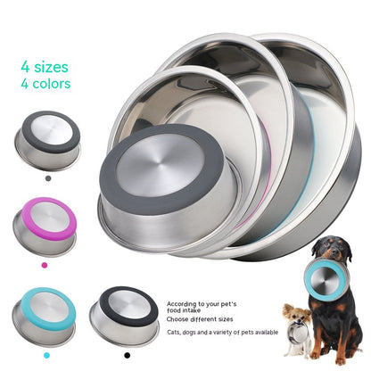 Silicone Pet Bowl Stainless Steel Dog Bowl Dog Food Bowl