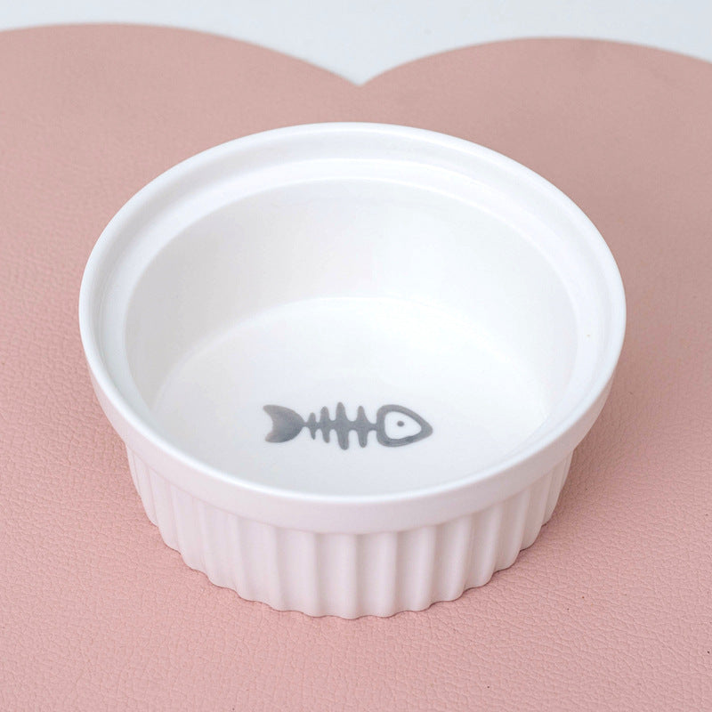 Cat Bowl Ceramic Double Bowl Water Bowl Tall Diagonal Pet