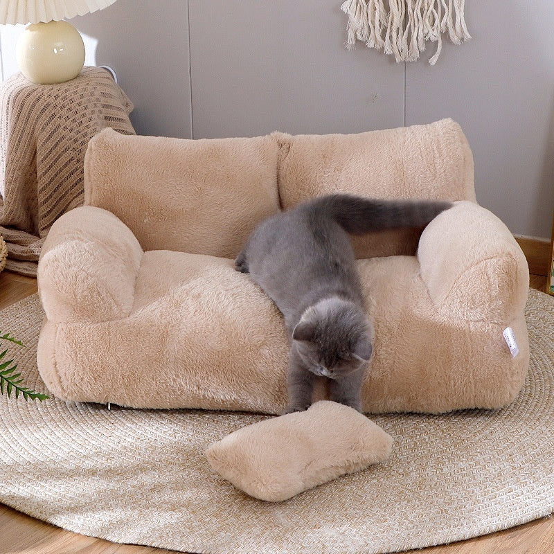 Luxury Cat Sofa - Warm Plush Donut Bed for Dogs & Cats