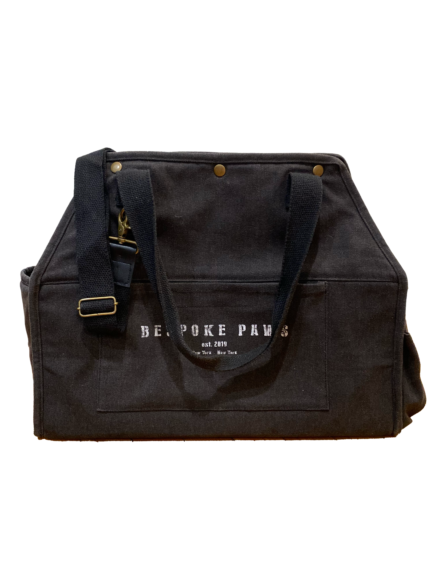 Black tote bag with 'Bespoke Paris' branding on a white background