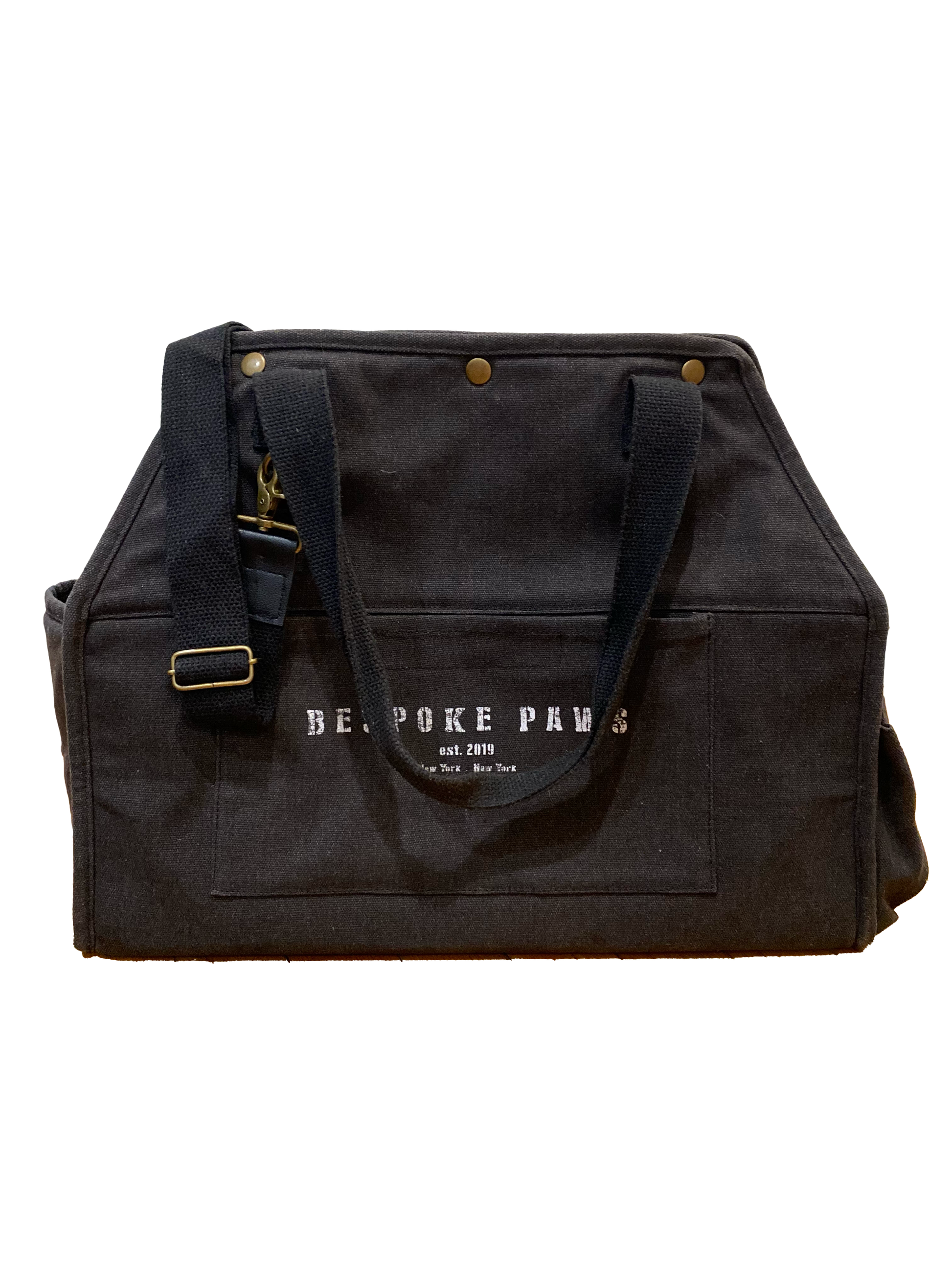 Black tote bag with 'Bespoke Paris' branding on a white background