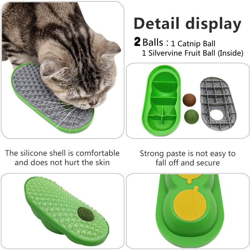 Catnip Toys Balls That Stick On Wall Pet Massage Brush Cat