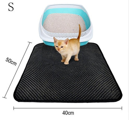 Double Layer Cat Litter Trapping Mat — Waterproof Bed Pad for Litter Box