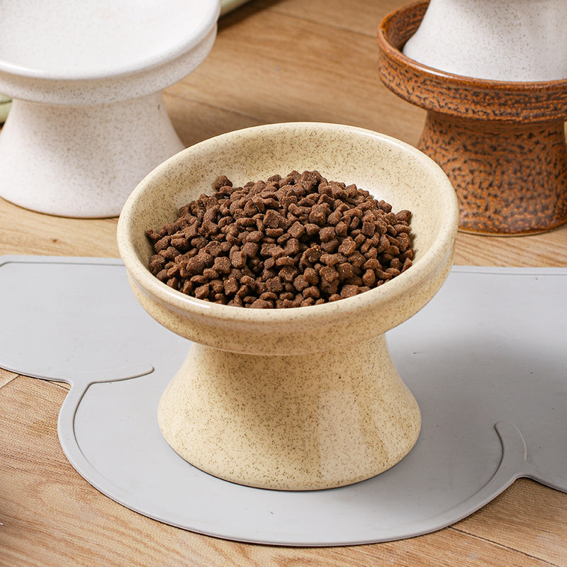 Cat Bowl Ceramic Shallow Mouth High Foot Anti Overturn