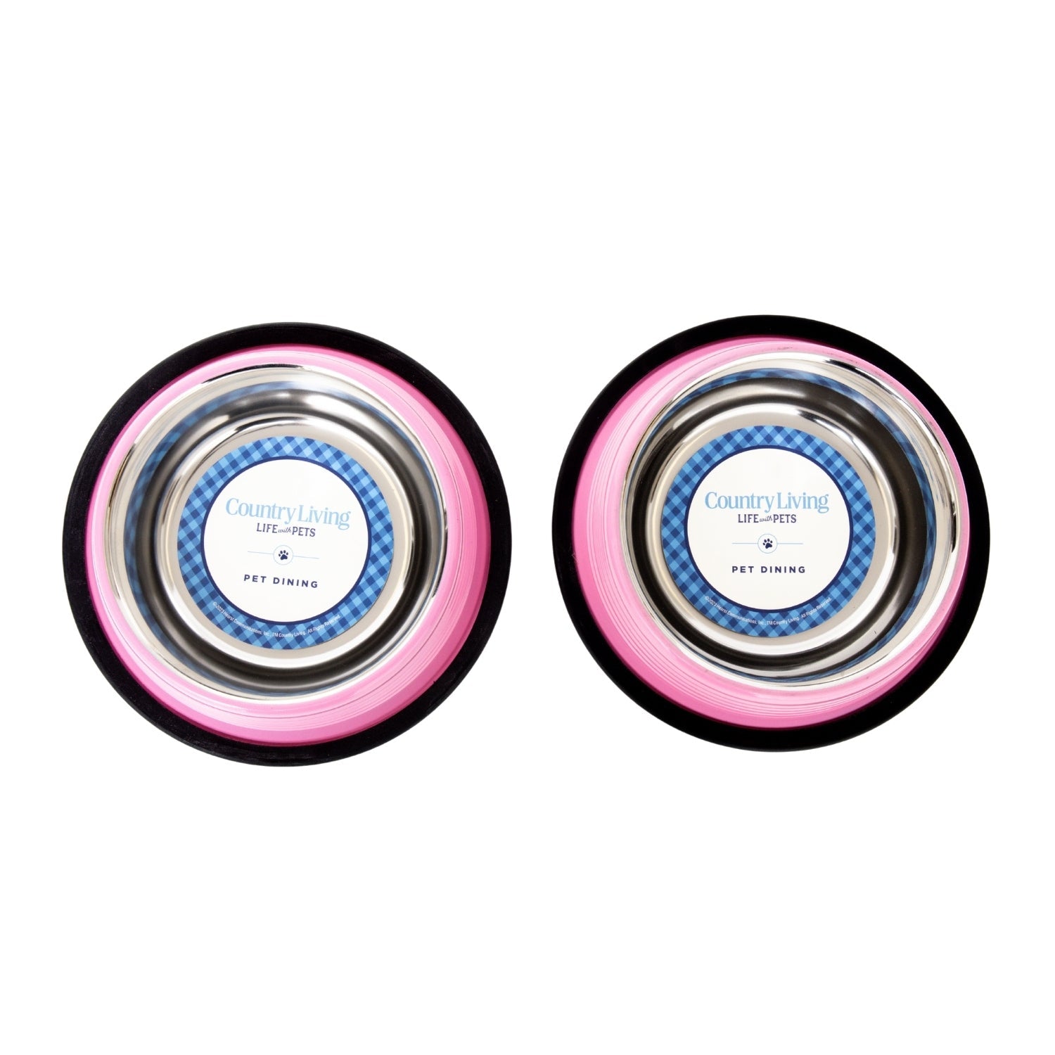 Country Living Set of 2 Ribbed Non-Slip Pet Bowls – Carnation Pink - Purrfect Pet Kingdom