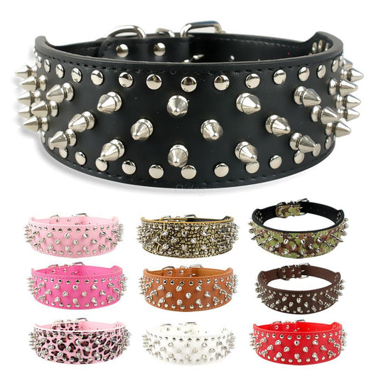 Rivet Studded Large Dog Collar