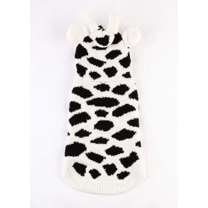 Chenille Cow Hoodie Dog Sweater