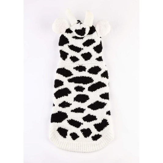 Chenille Cow Hoodie Dog Sweater