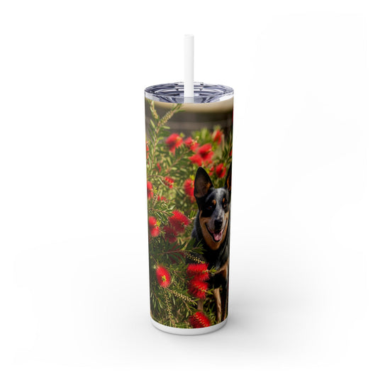 Australian Cattle Dog Skinny Tumbler with Straw, 20oz