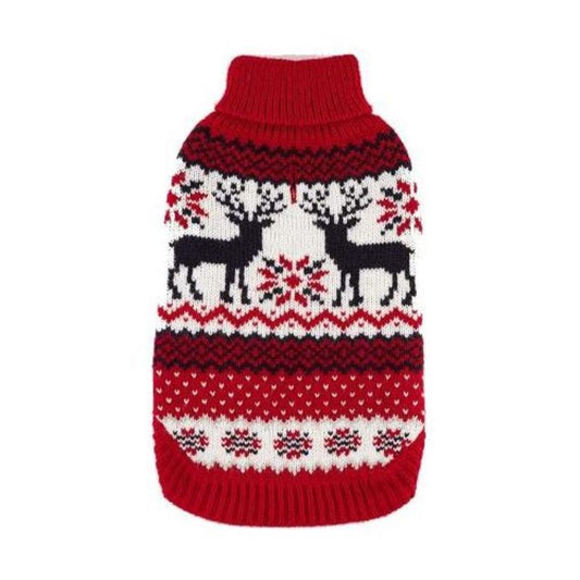 FairIsle Red/Navy Pet Sweater