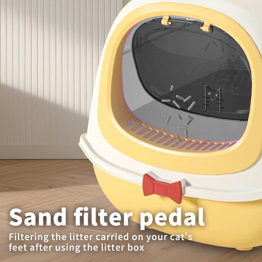 52cm Large Fully Enclosed Flip Cover Cat Litter Box, Anti-Sp