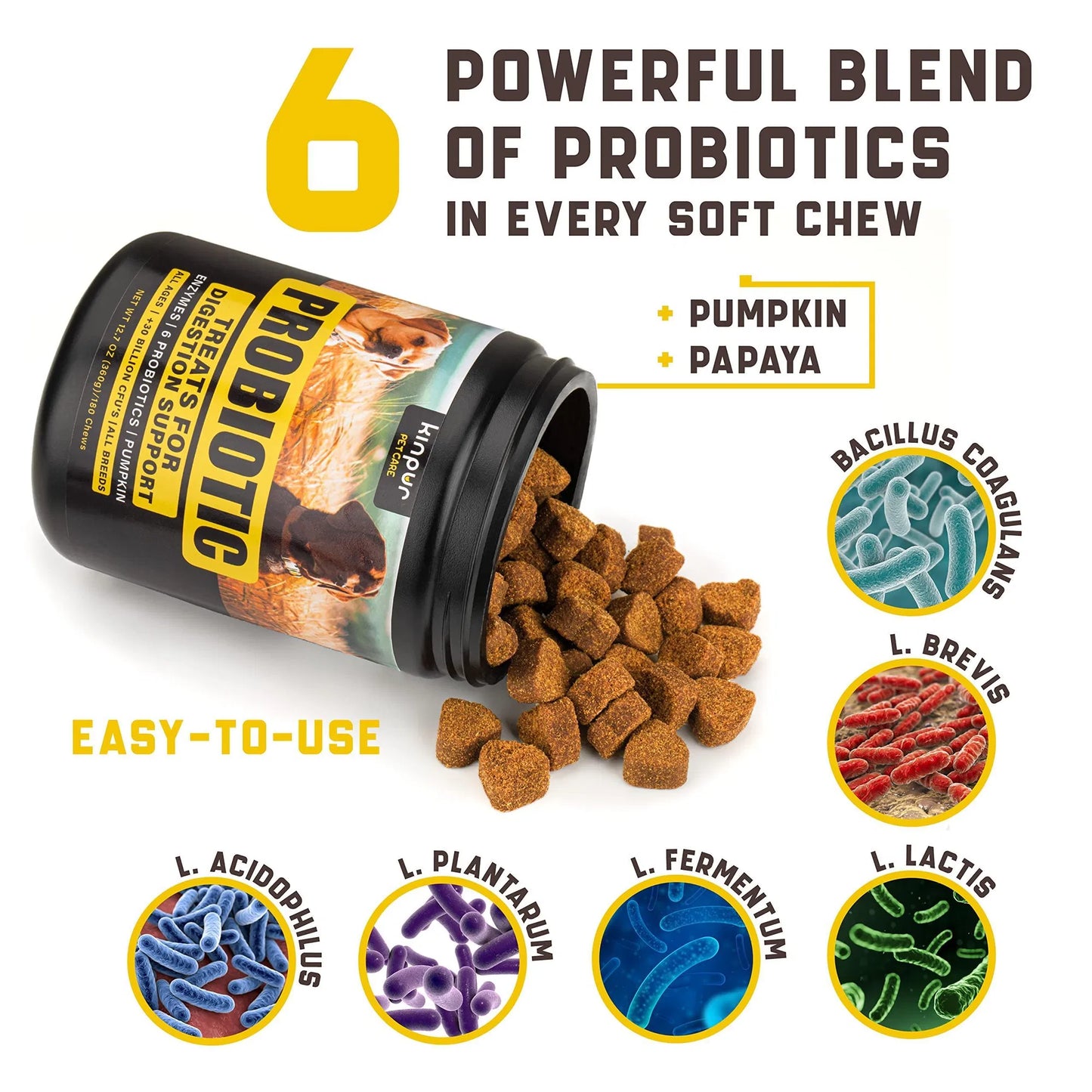 Dog Probiotics - 180ct Soft Chews for Gut Health & Allergies