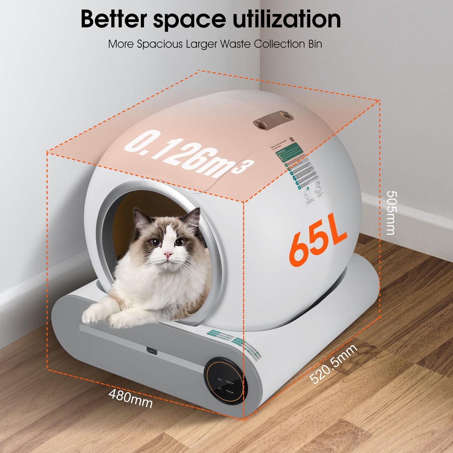 Cat Litter Box Automatic WiFi - Self-Cleaning Padded