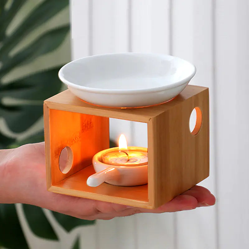 Bamboo Aroma Diffuser Candle Holder