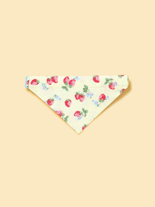 Strawberry Fields Butter Yellow Triangle Bandana - Dog Bandana - BarkBarkBaby - XS (8 - 9.5'') - sku - 43198936055947