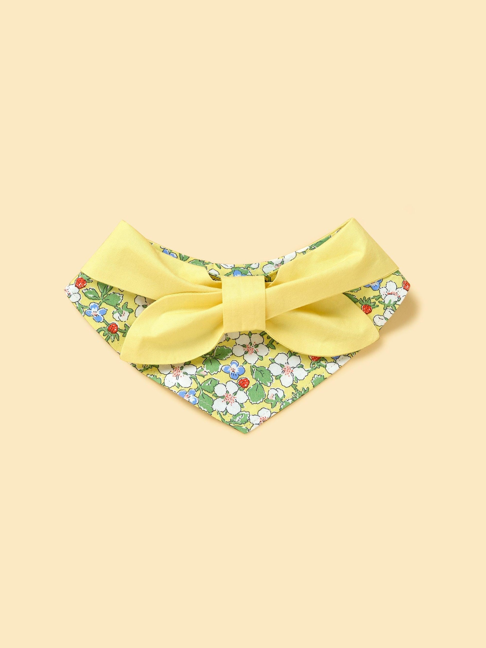 Bowtiful Garden Butter Yellow Floral Bandana - Dog Bandana - BarkBarkBaby - 2XS (8 - 9.5‘’) - sku - 43198808359051