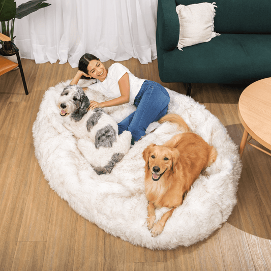 Pupcloud Human Size Faux Fur Memory Foam Dog Bed White With - main product image