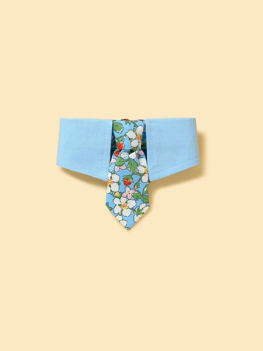Blue Botanique Necktie Bandana - Bandana - BarkBarkBaby - XS (9 - 12'') - sku - 43490568470667