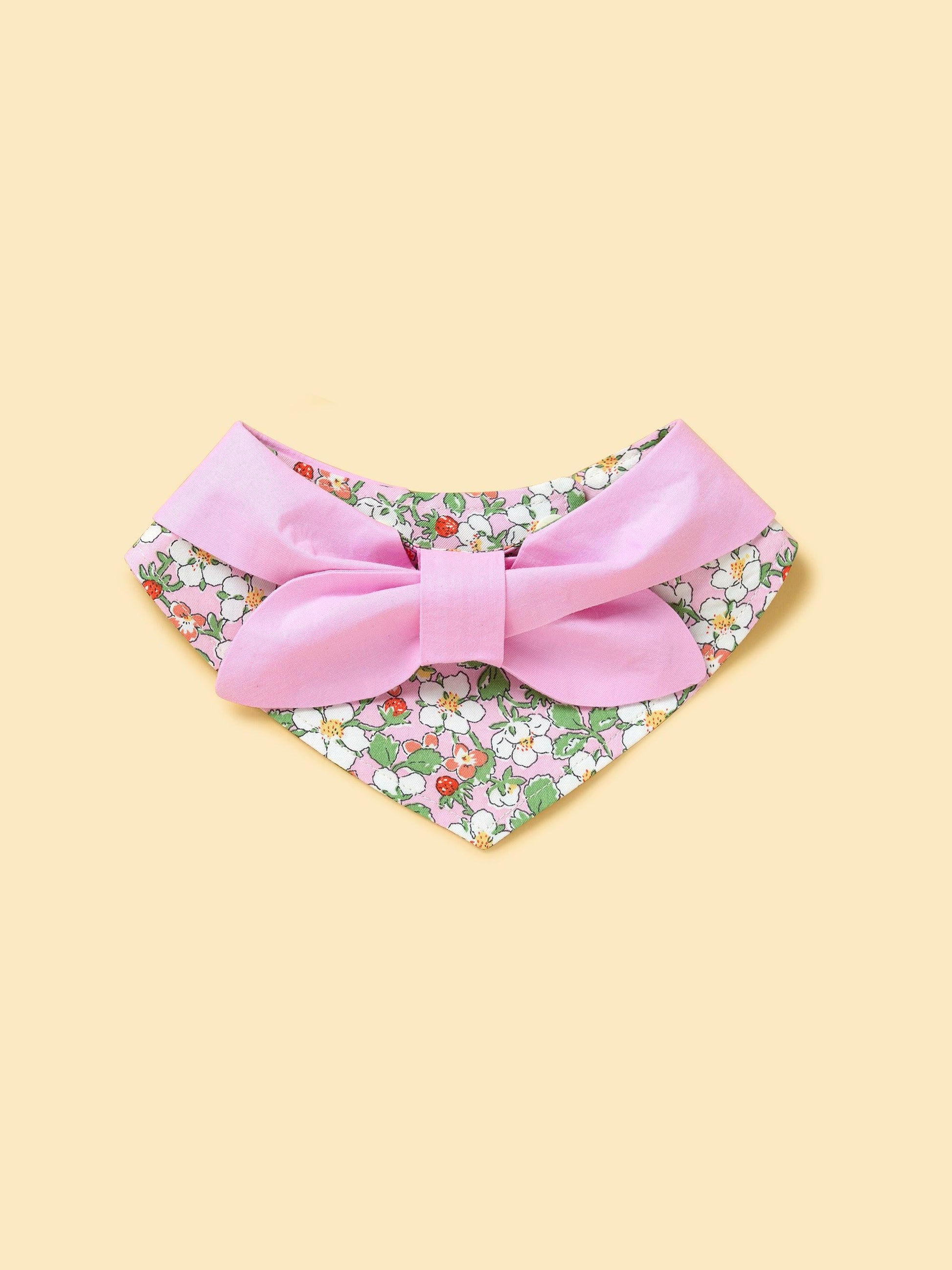 Bowtiful Garden Pink Floral Bandana - Dog Bandana - BarkBarkBaby - 2XS (8 - 9.5‘’) - sku - 43198795710603